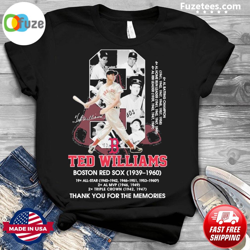 9 Ted Williams Boston Red Sox 1939 1960 signatures thank you for the  memories shirt, hoodie, sweater and long sleeve