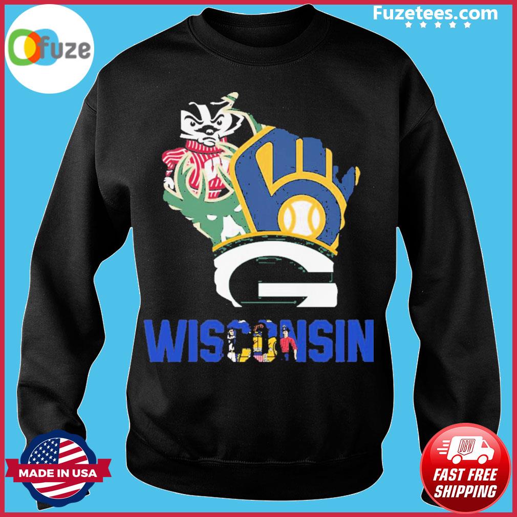 Wisconsin Badgers Green Bay Packers Milwaukee Brewers Milwaukee Bucks  Wisconsin Sports Hawaiian Shirt - Bluefink