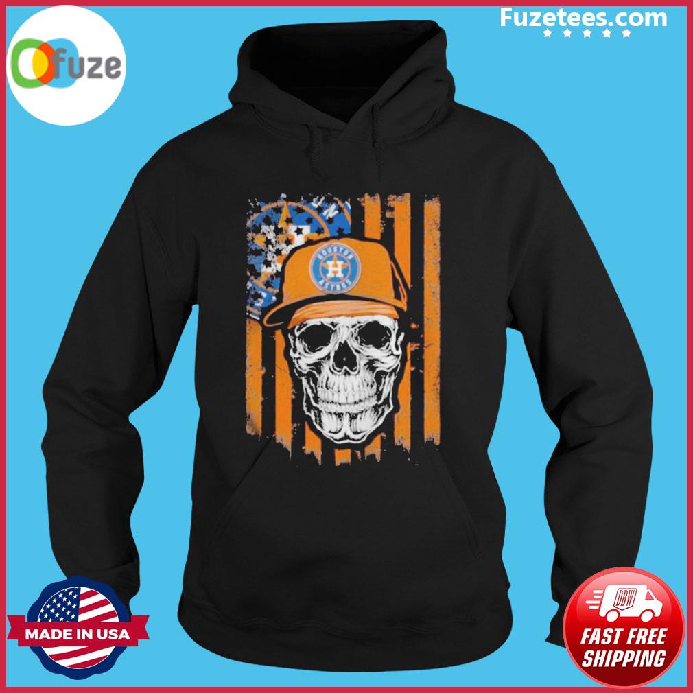 Skull Hat Houston Astros logo 2021 American flag shirt, hoodie